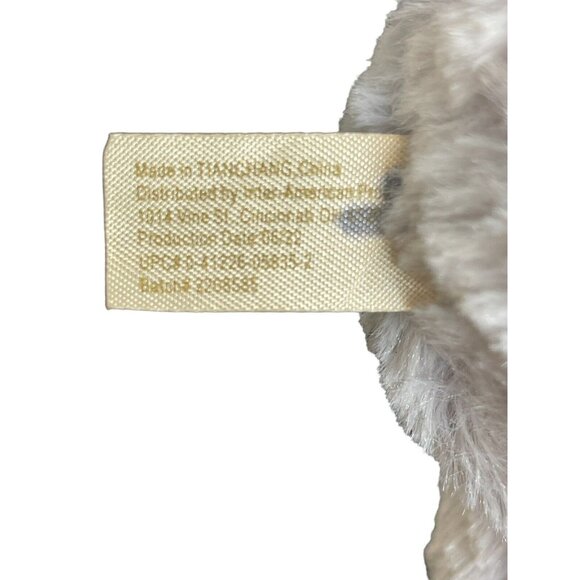 Gray Teddy Bear plush with red plaid winter scarf Sitting Stuffed Animal - Picture 5 of 5